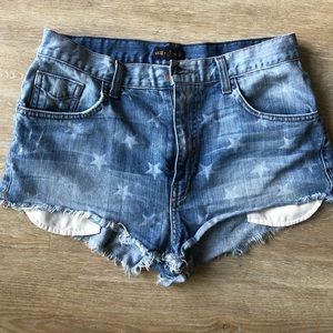 Blue Jean shorts with stars.